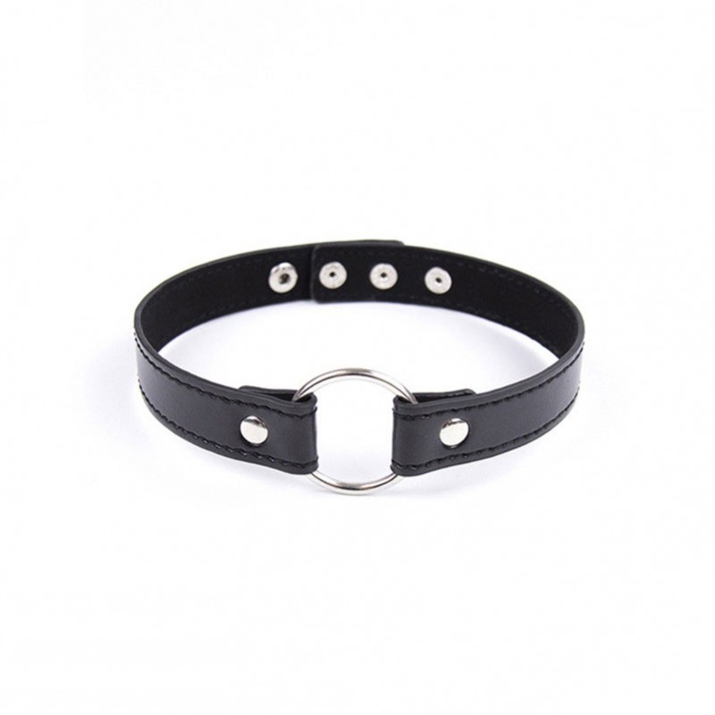 Adora Leather Choker Bondage Collar - Flat Ring